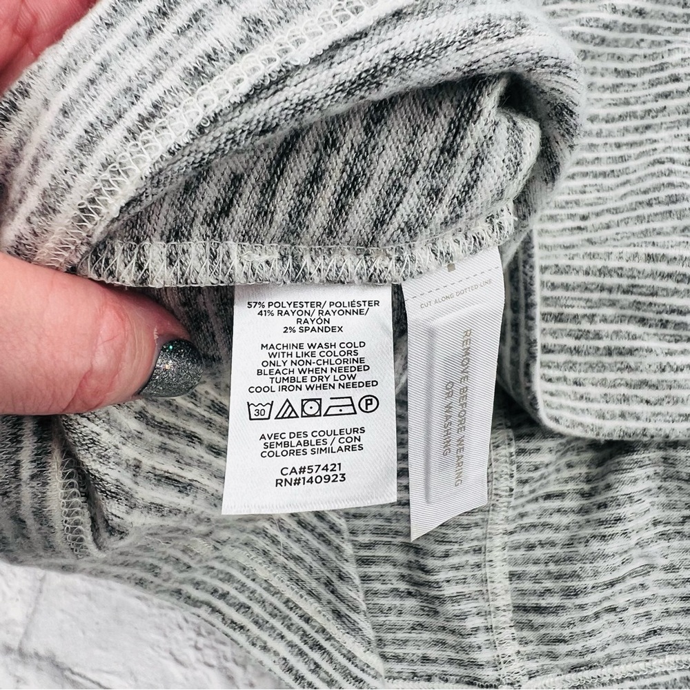 Lou & Grey for Loft Striped Midi Dress Size XS Grey White Stripe Super Soft - Picture 4 of 8